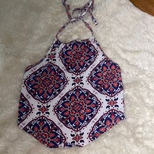Blue & Orange tribal halter top